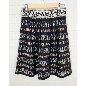 Floreat Anthropologie Charente Mesh Lace Overlay Pastel Stripe Skirt Size 0